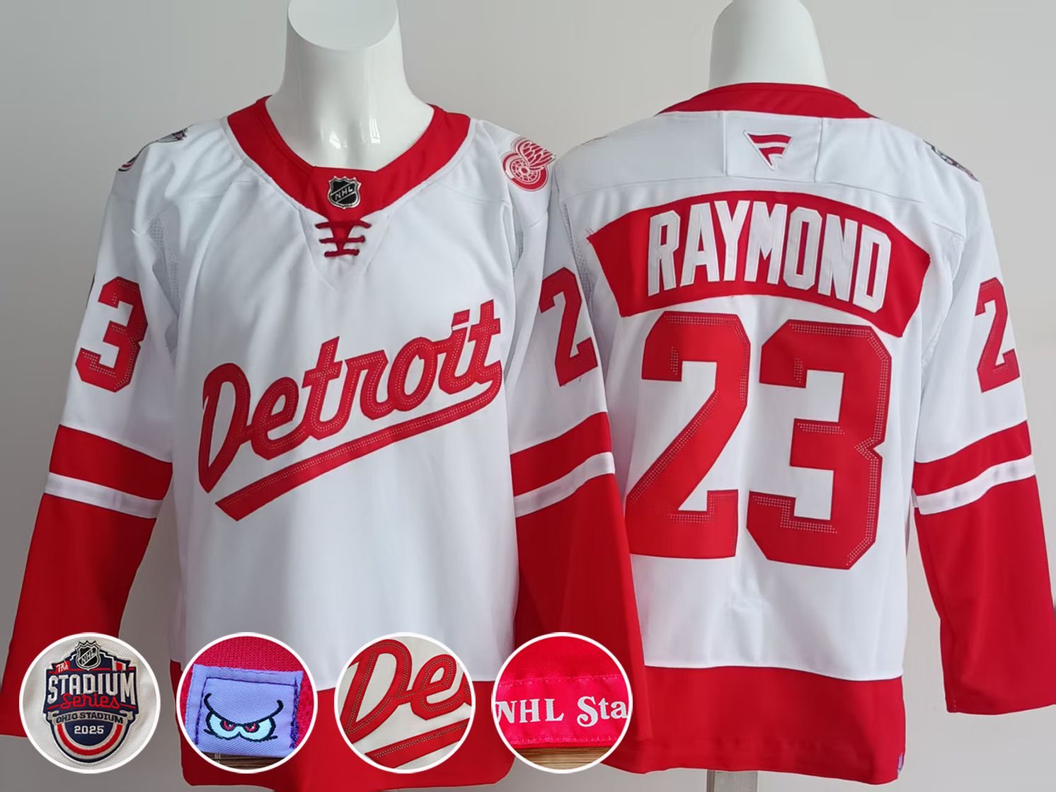 Men Detroit Red Wings #23 Raymond White 2025 Fanatics Home Premium NHL Jersey